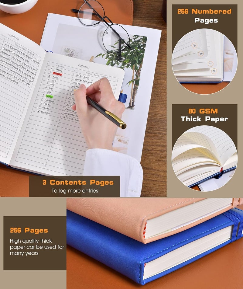 dilitego Lined Journal Notebook for Women Men, 256 Numbered Pages Hardcover Leather Journals for Writing, A5 Journaling Notebooks, College Ruled Journal for Business Work School Note Taking 5.75" x 8.38" Blue - Image 4